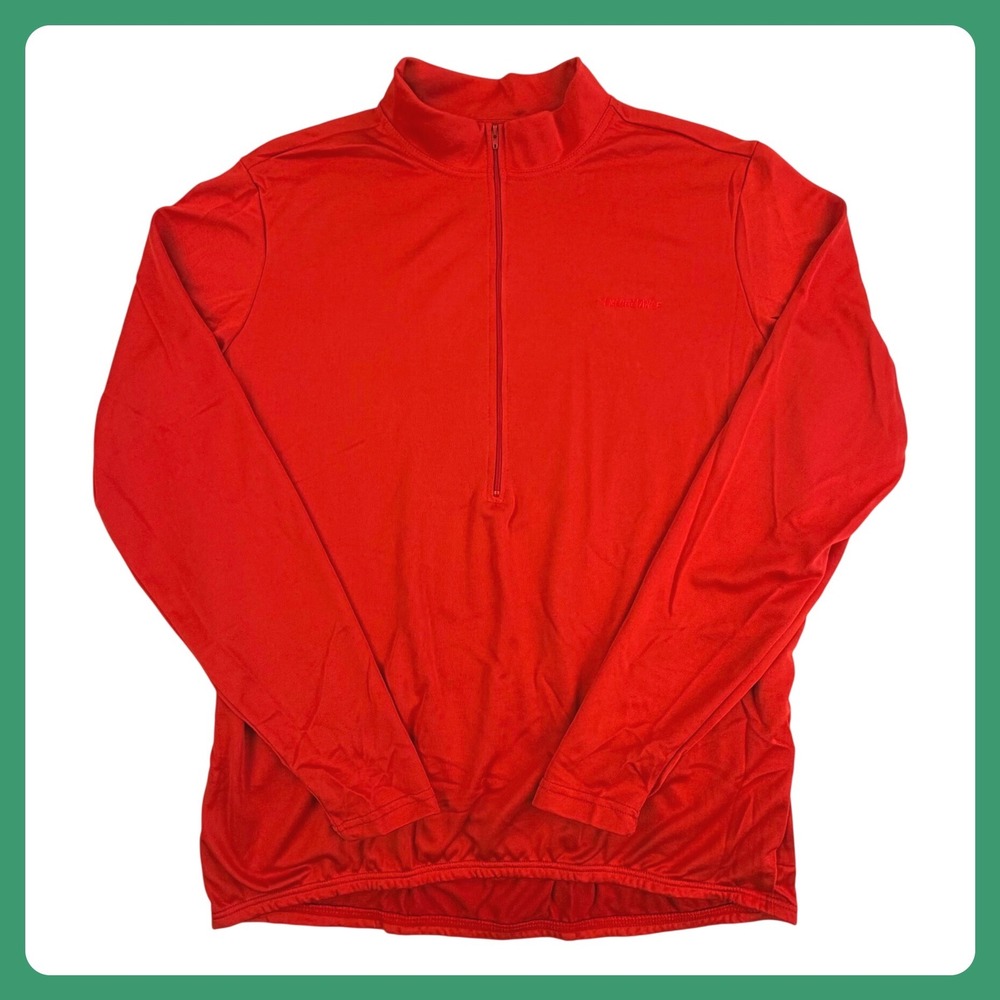 Vintage‎ Performance Cycling Jersey Men 2XL Red 1/4 Zip Long Sleeve 90s USA